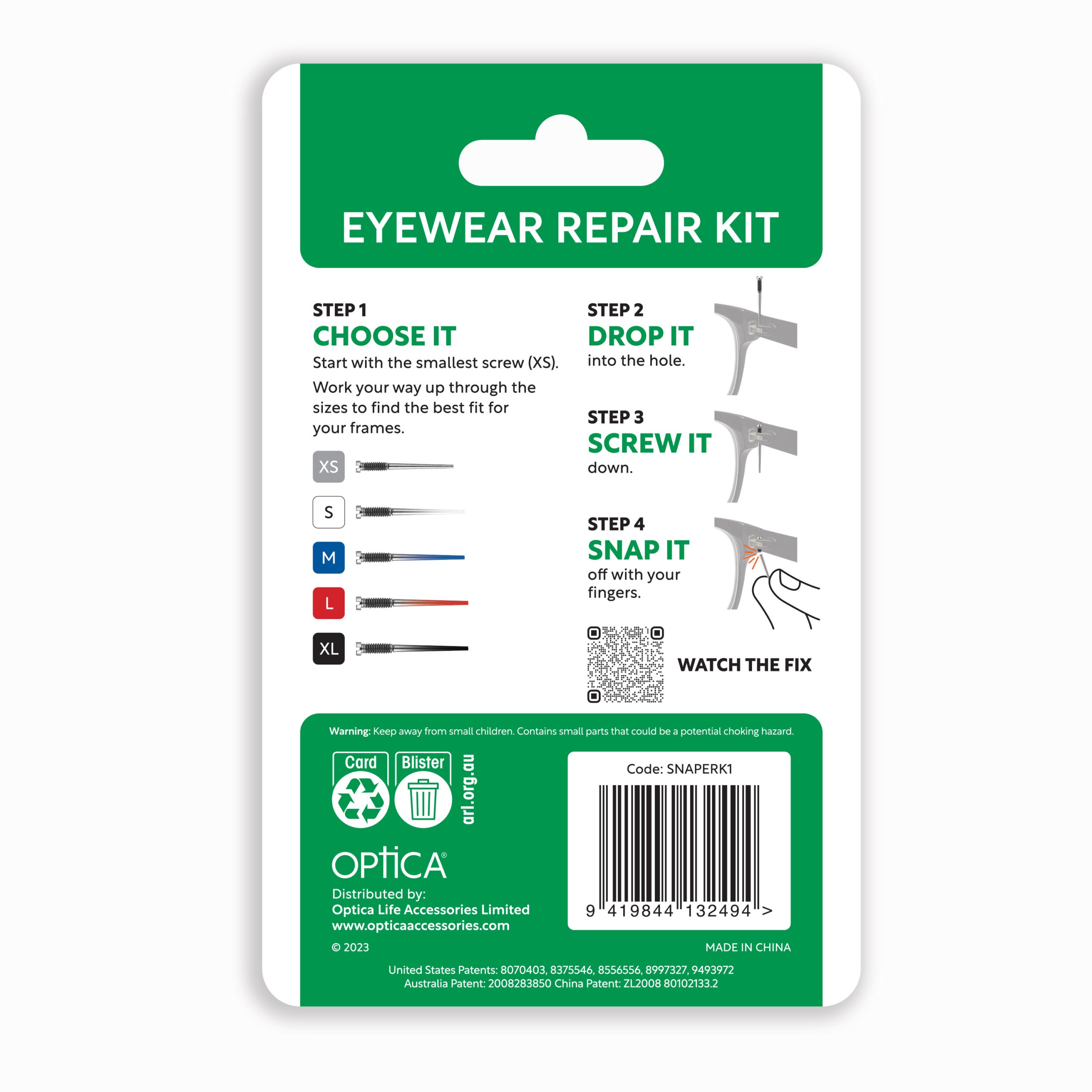SnapIt Eyeglass Repair Kit