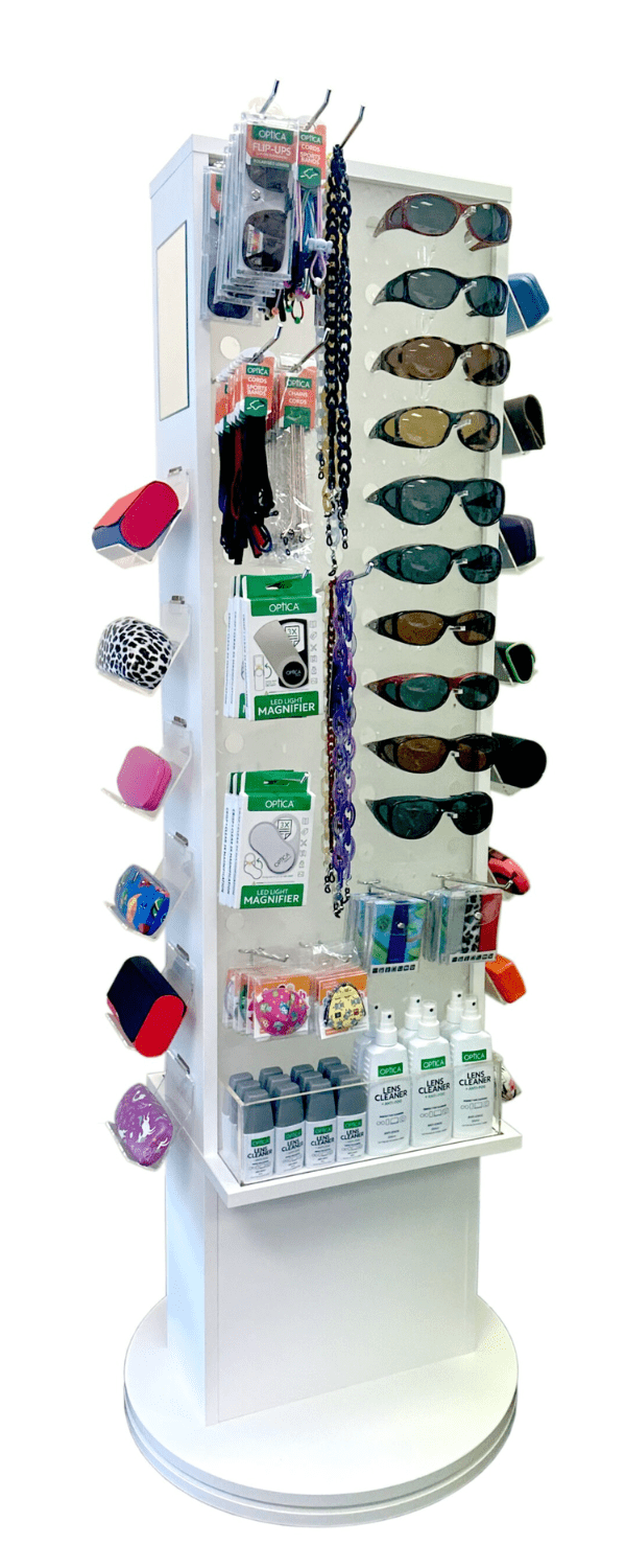 optical store retail display stand for eyewear accessories