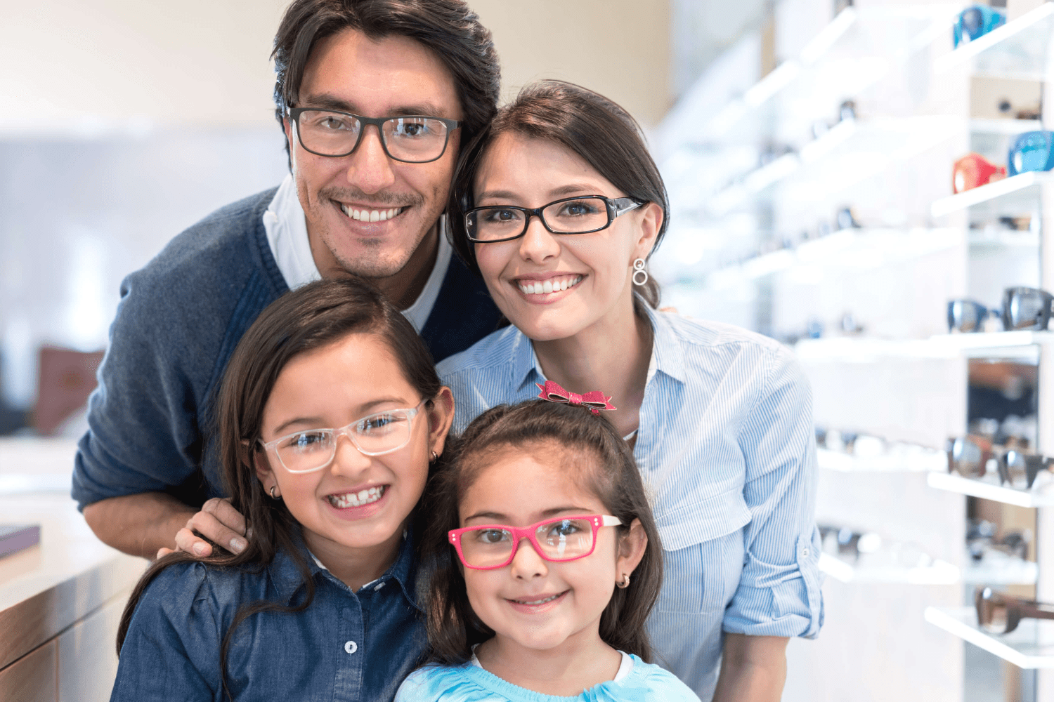 family members wearing eyeglasses