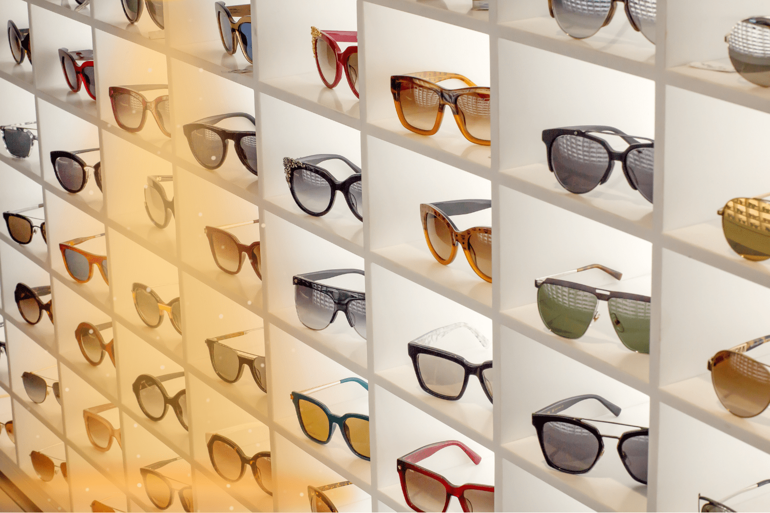 sunglass showcase display with good lighting